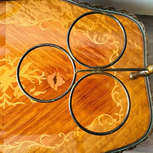 Vintage Hollywood Regency Italian Mod. Depose Trolley Inlaid Bar Cart For Sale - Image 4 of 11