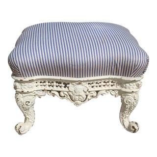 Early 1900s Victorian Rococo Cast Iron Footstool Ottoman For Sale