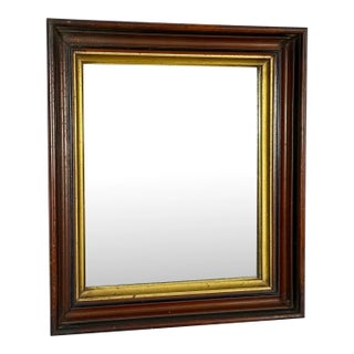 Antique American Victorian Walnut Mirror With Gilt Trim For Sale