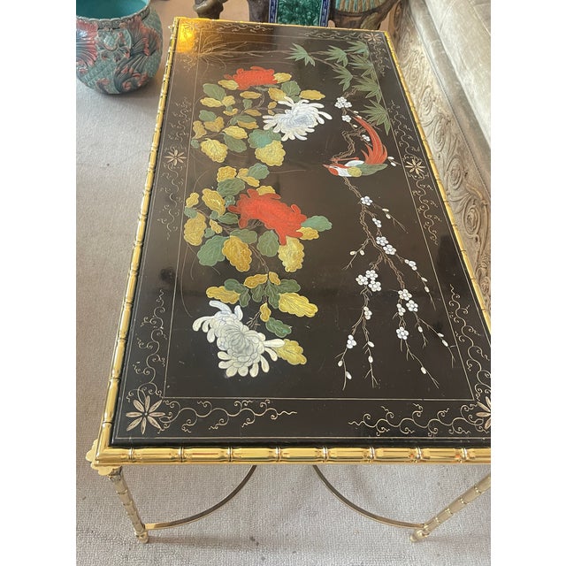 French French Maison Bagues Bronze & Lacquer Coffee Table For Sale - Image 3 of 16