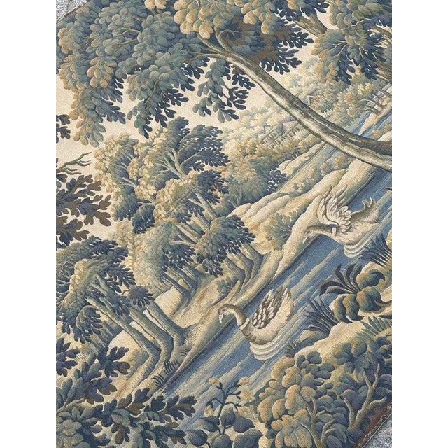 Mid-Century French Aubusson Jacquard Halluin Tapestry verdure Mallard, 1960s For Sale - Image 15 of 18