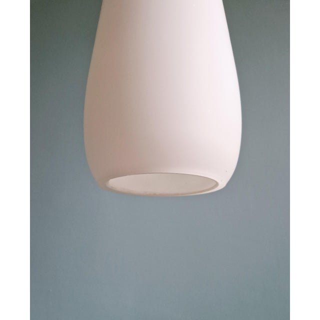 Scandinavian Suspension in White Opaline Glass & Teak by Uno & Östen Kristiansson for Luxus, 1960s For Sale - Image 6 of 14