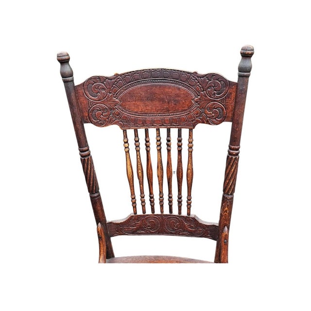 1900s Larkin Soap Co. Spindle Oak & Embossed Leather Cushion Side ...