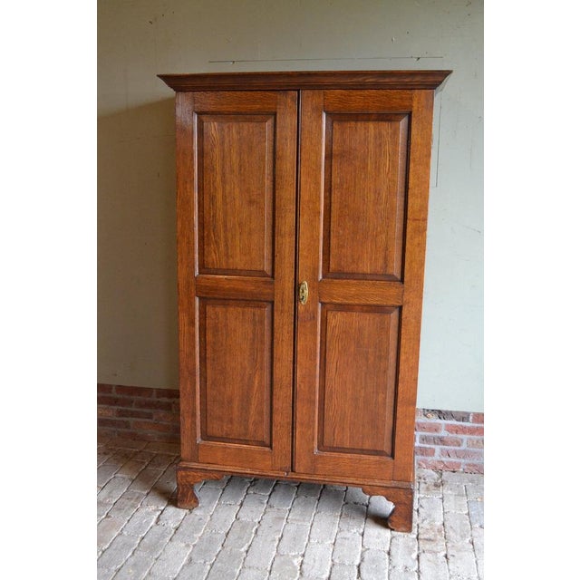 Brown Antique Oak Wooden Cupboard For Sale - Image 8 of 10