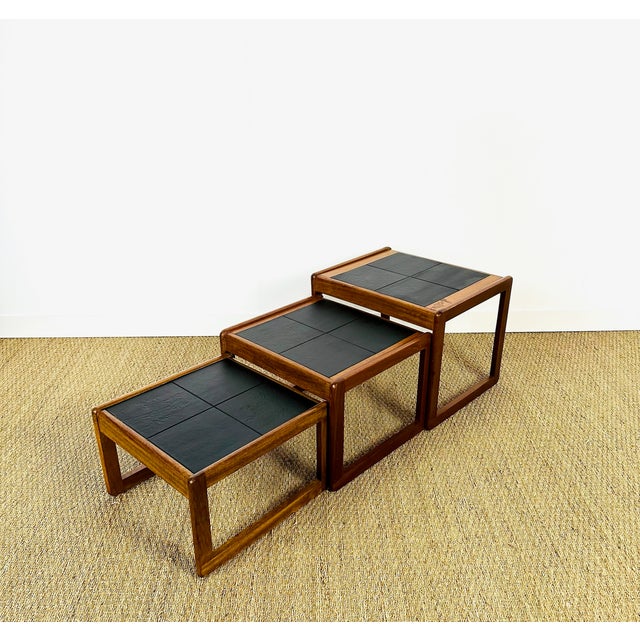 Vintage Nesting Tables in Teak and Black Ceramic, 1960s, Set of 3 For Sale - Image 10 of 10
