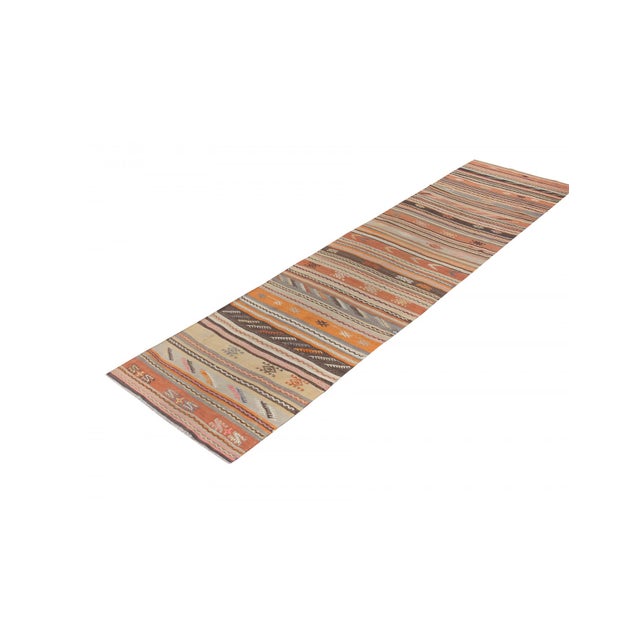 Mid-Century Modern Vintage Turkish Kilim Runner Rug - 2`6" X 13`0" For Sale - Image 3 of 6