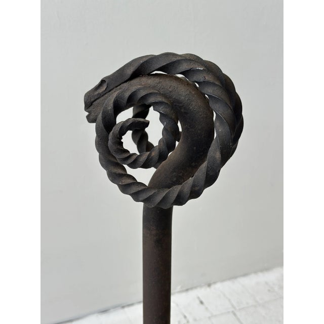 Antique Wrought Iron Figural Ram Andirons, a Pair, Circa Early 20th Century For Sale - Image 16 of 18