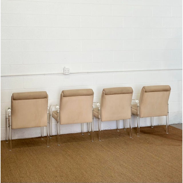 1980s Lion in Frost for Hill Manufacturing Lucite Dining Chairs - Set of 4 For Sale - Image 12 of 14