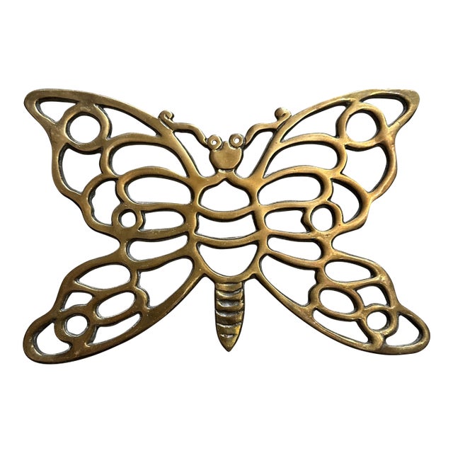 Vintage Brass Butterfly Trivet For Sale