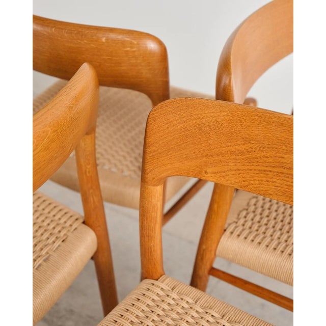 Model 75 Dining Chairs in Oak with Paper Cord Weave by Niels O. Møller for j.l. Møllers, Denmark, 1950s, Set of 4 For Sale - Image 18 of 18