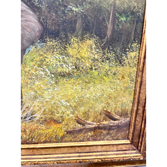 The selected region shows an original framed oil painting of an African elephant standing in a grassy landscape with a...