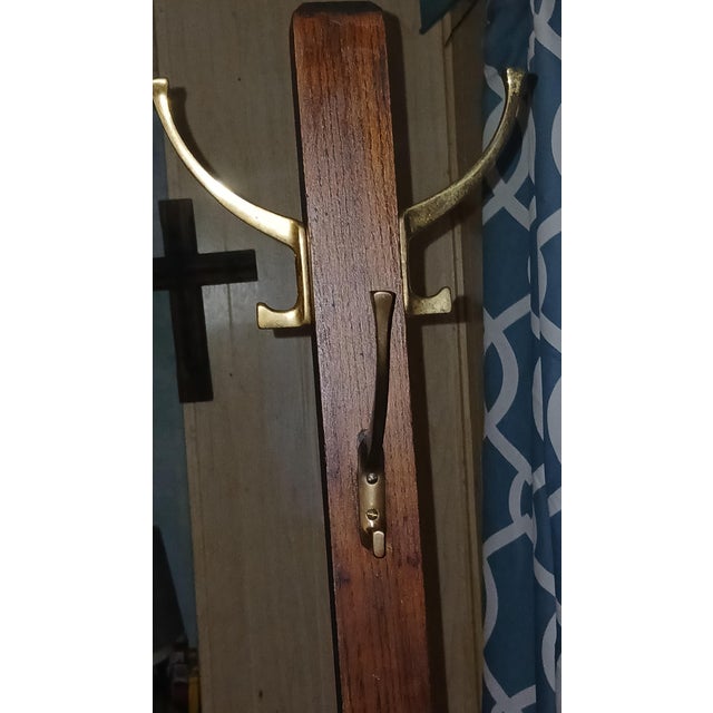 Antique Arts & Crafts Mission Style Quartersawn Oak Coat Rack Hall Tree For Sale - Image 13 of 14