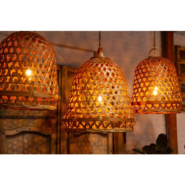 Lombok Handwoven Bamboo Bell Pendant For Sale - Image 9 of 10