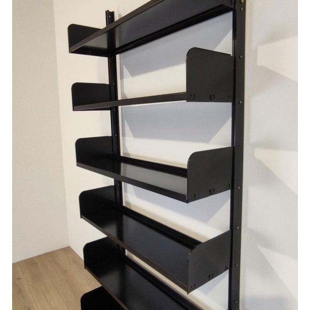 Metal Black Metal Congress Bookcase attributed to Lips Vago, 1970s For Sale - Image 7 of 11