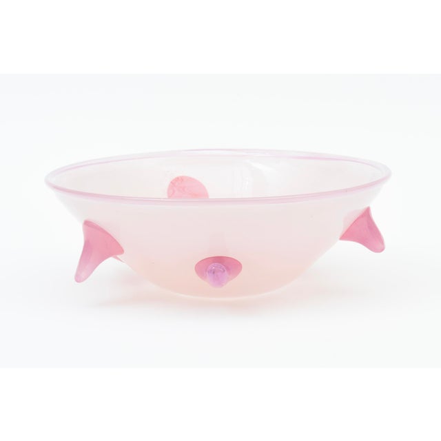 Blenko Art Glass Pink Nipple Bowl Signed Bills Burchitts, 2001, American For Sale - Image 4 of 10