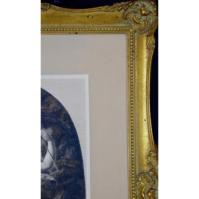 Early 19th Century Muse Terpsichore: Framed Hand-Colored 19th C. Engraving After 17th C. Painting by After Eustache Le Sueur, 1803 For Sale - Image 5 of 6