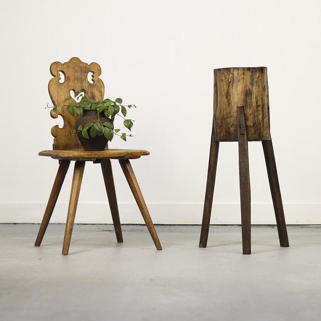 Primitive Wabi Sabi Rustic Farmhouse Chopping Block / Side Table For Sale - Image 9 of 12