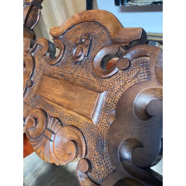Italian Italian Hand Carved Chairs in Walnut Circa 1900s For Sale - Image 3 of 9
