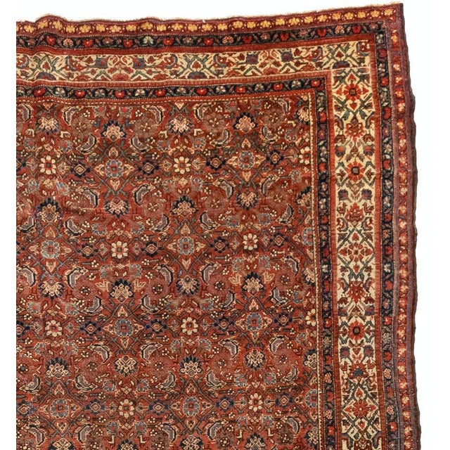 1910s Early 20th Century Rust and Ivory Persian Floral Malayer Area Rug For Sale - Image 5 of 6
