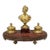 Antique French Gilt Bronze Inkwell on Rouge Marble Stand For Sale