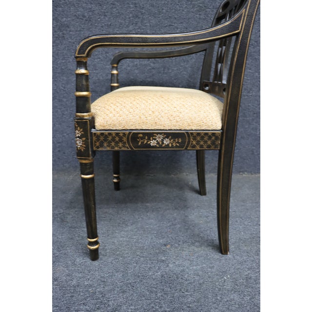Baker Chinoiserie Regency Style Arm Chair For Sale - Image 12 of 13