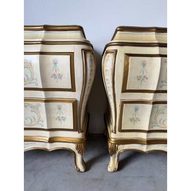 Wood Vintage Karges French Provincial Louis XV-Style Two-Drawer Nightstands – A Pair For Sale - Image 7 of 13