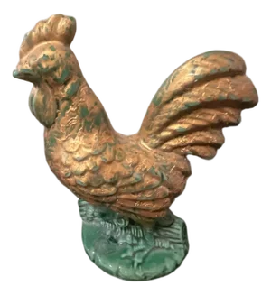 Mid Century Green & Gilt Glazed Ceramic Rooster from Dartmouth Pottery England, 1960s