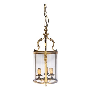Elegant 20th Century French Gilt Brass Lantern with Curved Detailing For Sale