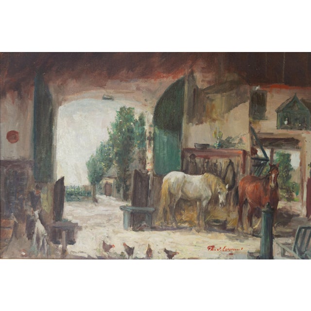 Th. De Leeuw, Stable with Horses, 1920s, Oil Painting on Canvas, Framed For Sale - Image 14 of 18
