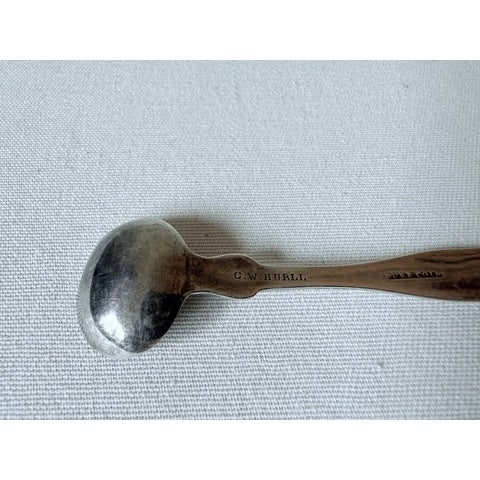 Metal Antique C.W. Hurll Pure Coin Silver Salt Spoon For Sale - Image 7 of 9