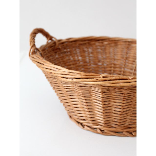 Vintage Wicker Gathering Basket With Handles For Sale - Image 10 of 13