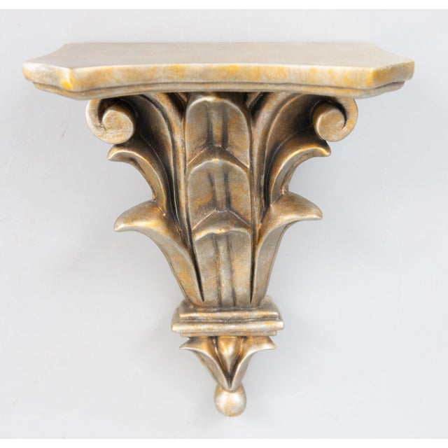 Hollywood Regency Vintage Italian Silver & Gold Gilt Wall Brackets Shelves - A Pair For Sale - Image 3 of 9