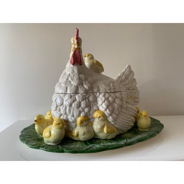 Late 20th Century Intrada Hen Soup Tureen With Baby Chicks, Ladle and Serving Tray 8 Pieces