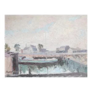 Eugene Stevens, Boat Dock, Oil Painting