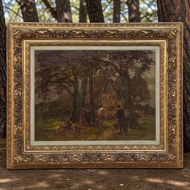 Realism 19th Century Belgian Landscape 'Autumn Village' by Victor De Buck (1855-1914) For Sale - Image 3 of 17