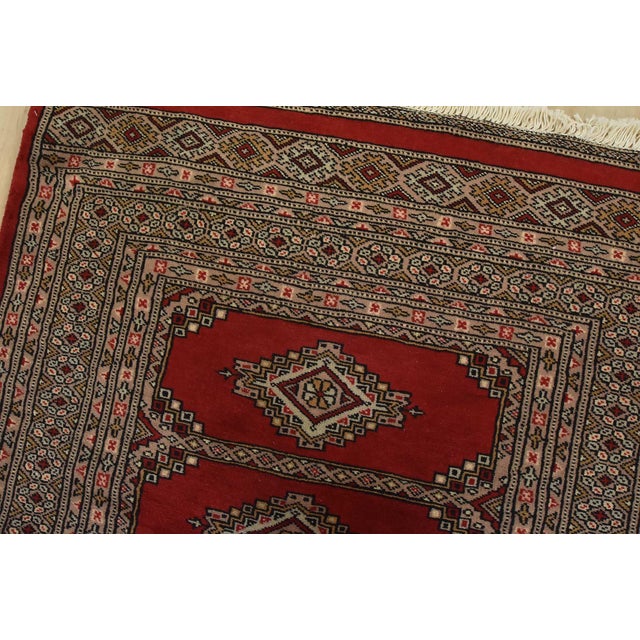 Bokhara Jaldar Rug 3′ X 5′ Red Wool Tribal Hand-Knotted Oriental Carpet For Sale In Philadelphia - Image 6 of 11