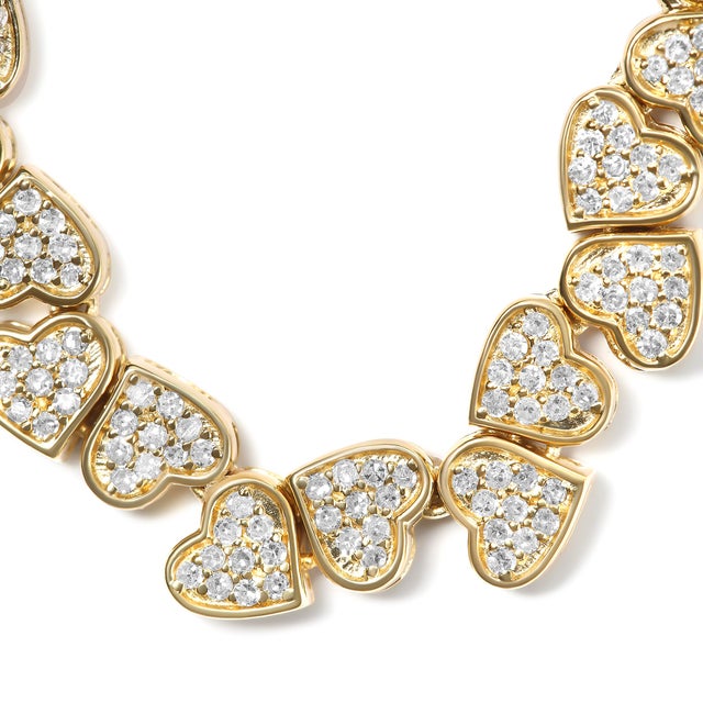 Contemporary 14K Yellow Gold Plated .925 Sterling Silver 1/2 Cttw Diamond Sideways Hearts Bolo Bracelet (H-I Color, I1-I2 Clarity) - 4”-10” Adjustable For Sale - Image 3 of 6