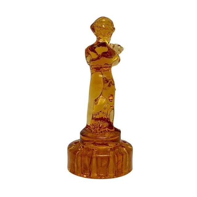 1940s 1940s Art Deco Cambridge Amber Glass 10 Hole Flower Frog For Sale - Image 5 of 8