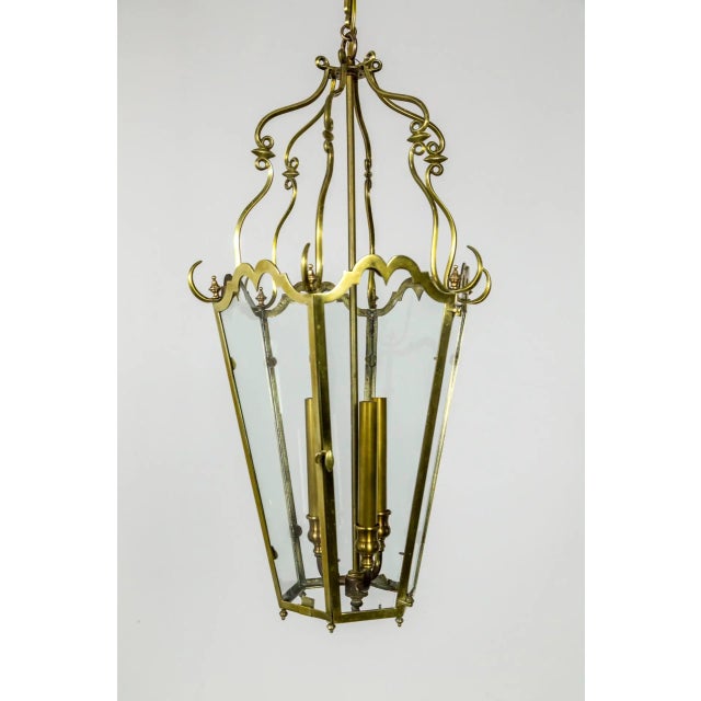 Belle Epoque Brass Tapered Hex Lantern For Sale - Image 10 of 13