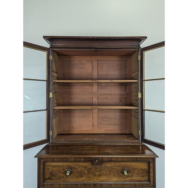 English Mahogany Bookcase with Secretary For Sale - Image 9 of 14