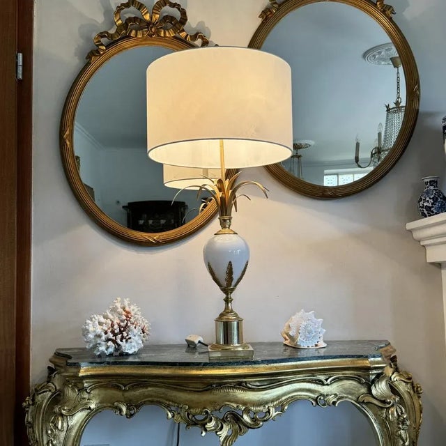 Metal French Hollywood Regency Table Lamp from Maison Charles, 1970 For Sale - Image 7 of 12