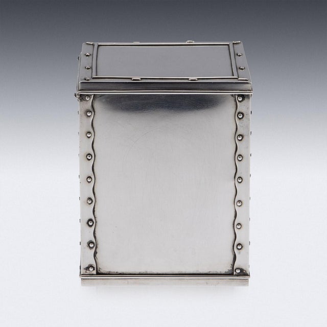Metal 19th Century Indian Solid Silver Tea Chest Shaped Caddy for Hamilton & Co, 1860 For Sale - Image 7 of 14
