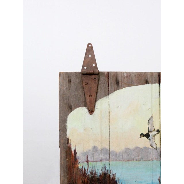 Mid 20th Century Vintage Folk Art Barn Wood Painting For Sale - Image 5 of 8