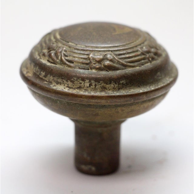 Traditional Antique Concentric Bronze Floral Door Knob For Sale - Image 3 of 4
