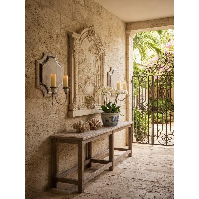 Pair of Vintage French Country Distressed Wooden Wall Sconces For Sale - Image 9 of 12