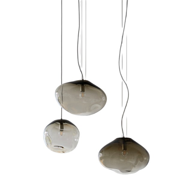 Haumea Amorph Silver Smoke M/L/XL Pendants by Simone Lueling for Eloa, Set of 3 For Sale