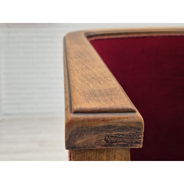Brown Danish Armchair in Beech & Velour, 1950s For Sale - Image 8 of 18