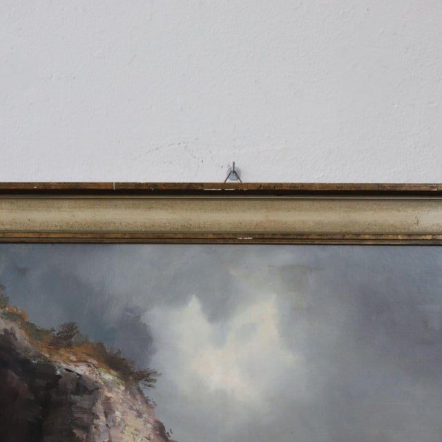 Seascape with Cliff, Oil Painting on Canvas, 20th Century, Framed For Sale - Image 3 of 12
