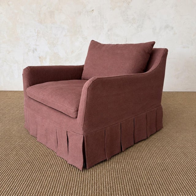 Parisian Chair Slip Covered in Belgian Linen- Dark Rust For Sale - Image 4 of 10