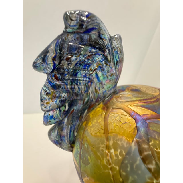 Signed Kasimir Limited Edition Art Glass Rooster 7/36 Iridescent Studio Sculpture For Sale In Detroit - Image 6 of 12
